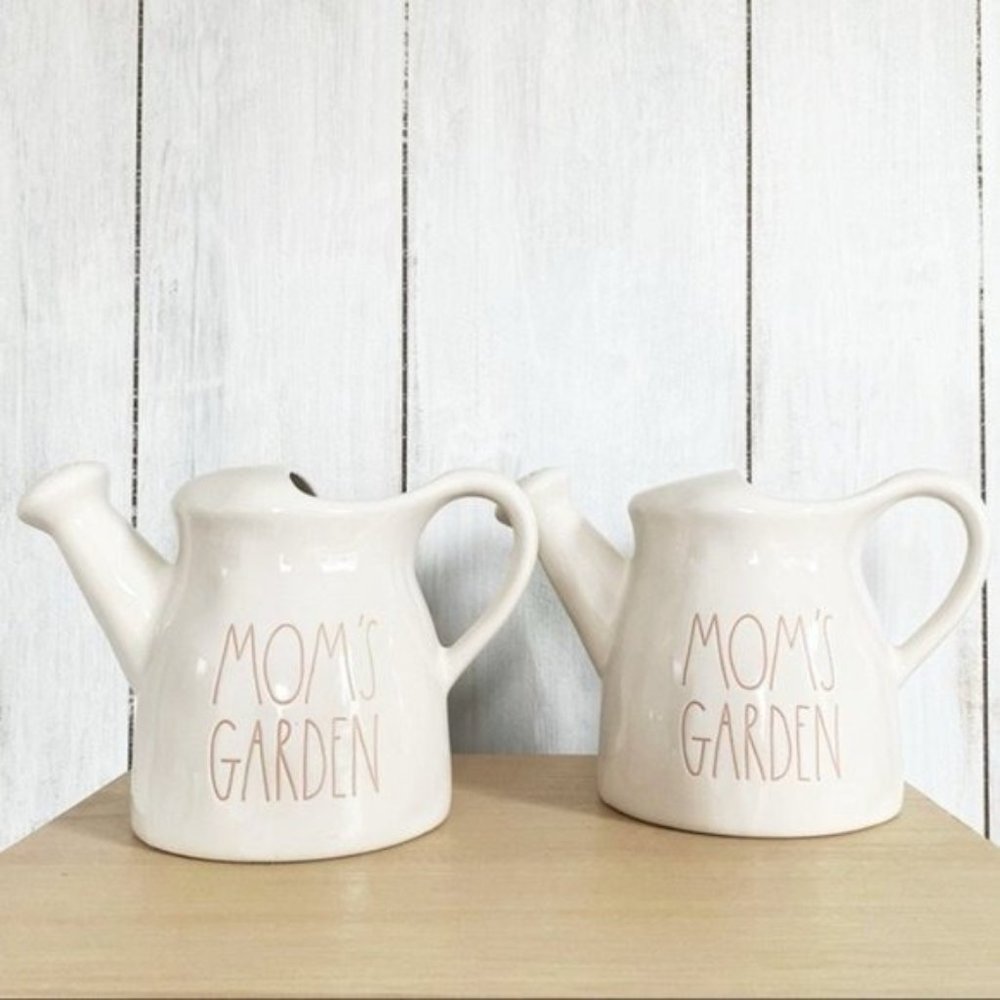 NWT Rae Dunn Mom's Garden Ceramic Watering Can